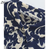 Women Vintage Ink Graffiti Print Sashes Midi Shirt Dress Office Lady Chic Pockets Patch Casual Slim Vestidos Mujer