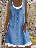 Sleeveless Stitching Printing Casual Dress