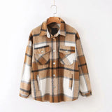 Autumn Women's Wear Urban Leisure Woolen Plaid Shirt