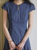 Red Design Sense Of A Small Gentle And Comfortable French Buckle Round Neck-Up Dress Temperament Thin