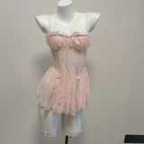 Pajamas Female Pure Desire Perspective 2025 New Summer Lace Pure Thin Small Breast Sling Cute Aja