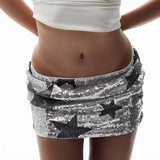 Street Style Fashion Five-Cornered Stars Glitter Low-Waisted Ass Babes Dance Performance Personality Squint