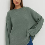 Zingj / Winter 2024 Round Collar Loose Long Sleeve Basic Casual Sweater