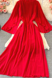 Purple/Orange/Red Draped Long Dress Boho Round Neck Flying Sleeve High Waist Elegant Vacation Beach Robe Bohemian