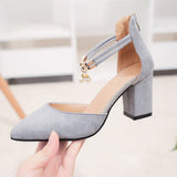 Sandals Women's Spring And Summer 2025 New Women's Shoes Coarse Shoes Korean Version Of The Sharp Head Of The Lady Pearl