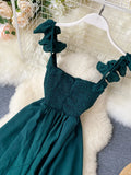 High Waist Slash Neck Women Long Dress Elegant Big Swing A-line Vestidos Verano Vintage Green/Red Party Robe For