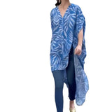 Zingj Summer New Fashion Print Niche Irregular Loose Chiffon Shirt Jacket-Outfit