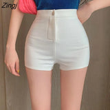 Women Skinny High Waist Summer Sexy Pockets Black White Bottom Clothing Solid Simple All-match Hot Street Elastic