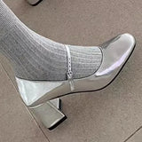 Head Thick Heel Mary Jane Shoes Women 2025 Spring And Autumn New High Heels Women With Small Size Light Single