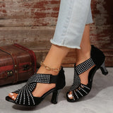 2025 Spring And Summer New Water Drill High Heel Fish Mouth Sandals Large-Size Coarse Fashion Sandals