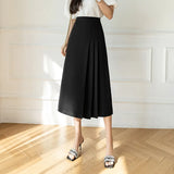 Long Pleated Skirt Female Spring / Summer 2025 New High-Waist A Line Black Suit Skirt Korean Version Versatile Commuter