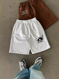 Trendy Pro Tect Print Loose Shorts Hip Hop Streetwear Men's Casual Sports