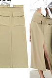 2023 Cargo Skirt Woman Pockets Long Skirts For Women Fashion 2023 High Waist Slit Midi Skirt Y2k Streetwear Women's