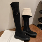 Of The Velvet Face Lamb Hair Flat Bottom Knight Boots 2025 Autumn And Winter New Thicken Snow Over The Knee Boots