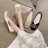 Head Shallow Single Shoes Women's Fashion New Korean Version Of The Female Soft-Soled Shoes Flats Leisure With Diamond Bean Women's