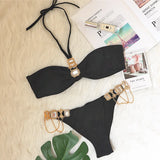 Zingj New Swimsuit Luxury Crystal Diamond Chain Women's Split Swimsuit Strap Hanging Neck Sexy