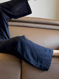 Class Recommendation!High-End Rain-Dew Linen Ready-On-Wear~ Tibetan Blue Casual Trousers Women's Soft Skin Straight