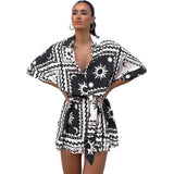Zingj Summer 2024 Ladies With Waist Strap Geometric Print Sexy Jumpsuit
