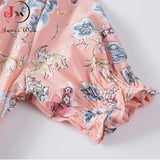 Women Summer Chiffon Midi Dress 2023 Floral Print V Neck Puff Short Sleeve A-Line Elegant Vintage Boho Beach