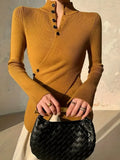 Hem High-Necked Shirt Women's Women's Cross-Sleeve Knitted