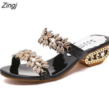 Women Sandals Flip Flop Fashion Rhinestone Wedges Shoes Crystal High Heels Sandals Women Shoes Summer Casual Beach