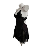 Sexy Little Chest Thin Pajamas With Thoracic Mat Women Autumn New Ice Wire Splicing Mesh Pure Desire Hanging