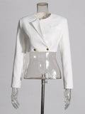 Fashion Commuting Style Suit 2025 New High-End Long-Sleeved Short Suit Jacket + High-Waisted Open-Forked Broad