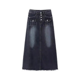 Zingj Denim Skirt Skirt Women's Summer 2023 New Retro Design Sense Minority Show Thin A-Line Long Skirt