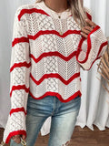 Yang Autumn New Women's Sweater Wavy Horn Long-Sleeved Knitted Shirt