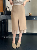 Xixi 13 Line 2025 Autumn White Standard Elegant High-Waisted Skirt Wool A-B-Pack Short Skirt