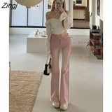 Jeans Bleached Washed Gradient Sweet Trendy Slim Y2k Streetwear Harajuku Kawaii Summer Джинсы Женские Chic Females