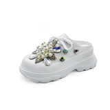 Baotou Half Slippers Female Wear New Summer Rhinestone Pine Shoes Platform Lazy