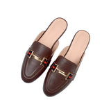 New Round-Headed Slippers Women Without Heel Half-To-Head Out Of The Head Muller Shoes Size