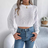Shooting 2025 Autumn And Winter Sexy Dew Button Hollow Long-Sleeved Cover Sweater Women's