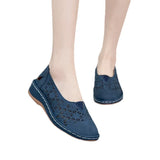 Casual Flat-Bottomed Hollow Hole Shoes Women Retro Round Head Pedal Lefu Shoes Lazy Single