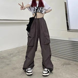 Zingj Pants Women 2024 Summer New Parachute Pants High Waist Wide Leg Casual Band Sports Pants
