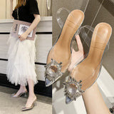 Women 2025 Summer New Head Tip-Toe PVC Sexy Metal Decorative Lady