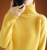 Zingj Winter New Half High Collar Sweater Female Inside Build Not Cashmere Long Sleeve Thick Knit Bottom Shirt Loose Jacket-Outfit