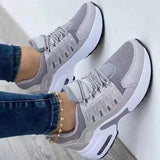 Spring And Autumn New Large-Size Casual Single-Shoe Women Flying Weave Slope And Front Lace Mesh Breathable Women's