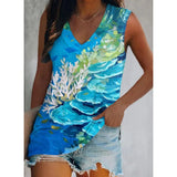 Summer Loose Tank Top Women Beach Sleeveless Shirt Women's Printed Vest Women Blusas Para Mujer Female Clothing