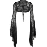 Temperament Dark Jacket Female Sexy Thin Cos Horn Sleeve Lace