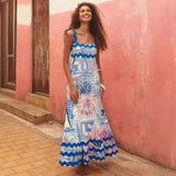 Zingj Southeast Asia New Small Flower Wave Sling Skirt High-End Temperament A-Line