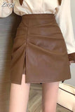 Waisted Skirts Women Fall Retro Ulzzang Slim All-match Faldas Friends Office Lady Clothing Simple Pure Party Mini