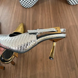 Summer New Summer Children Fashion Temperament Denim Cloth Leopard Single Shoes Women's Fine Heel