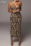 Sexy Women's Leopard Snake Print Dress Fashion Ladies Long Maxi Dress Party Bodycon Occasion Dresses Evening