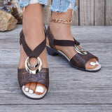 Ladies Sandals 2025 Spring And Summer Slope With Metal Buckle Fish Mouth Casual Ladies