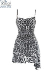 Strap Halter Sexy Leopard Backless Dress Fashion Elegant Y2k Sequins Sleeveless Club Party Dresses Bodycon 2023
