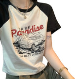 Zingj Print Short-Sleeved T-Shirt Female 2024 Summer Korean Version Of The New Slim And Versatile Short Student Jacket
