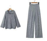 Women's INS Burst Street Style Loose-Fitting Collar High-Waisted Trousers Knitted Sweater