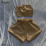 Basic Tracksuit 2 Two Piece Sets for Women Clothing Strapless Top+shorts Wholesale Suits Summer Trend Casual